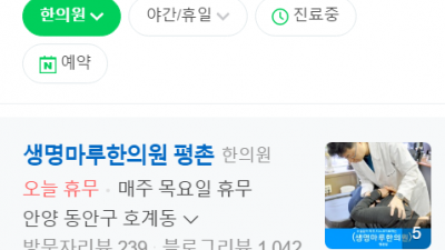 평촌야간진료한의원 생명마루한의원 평촌점 교통사고 추나요법