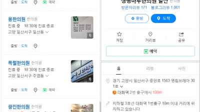 일산교통사고치료, 일산교통사고한의원 은 일산 생명마루 한의원