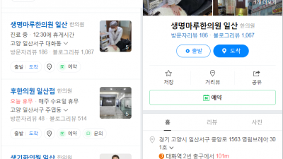 일산 턱관절 치료, 일산 이명 생명마루 한의원 일산점, 일산 장수 한의원