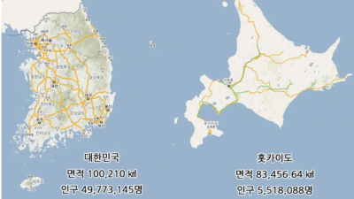홋카이도가 얼마나 큰지 알아봅니다. feat 캘리포니아