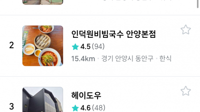 안양시 동안구 밥집 랭크 사람들이 많이 찾는집 티맵랭킹 기준 평촌 범계